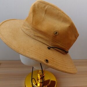 Vintage HATQUARTERS Hat Mens XL Tan Duck Canvas Boonie Safari Outback USA FLAW